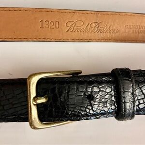 Brooks Brothers Black Genuine Alligator Men's Belt